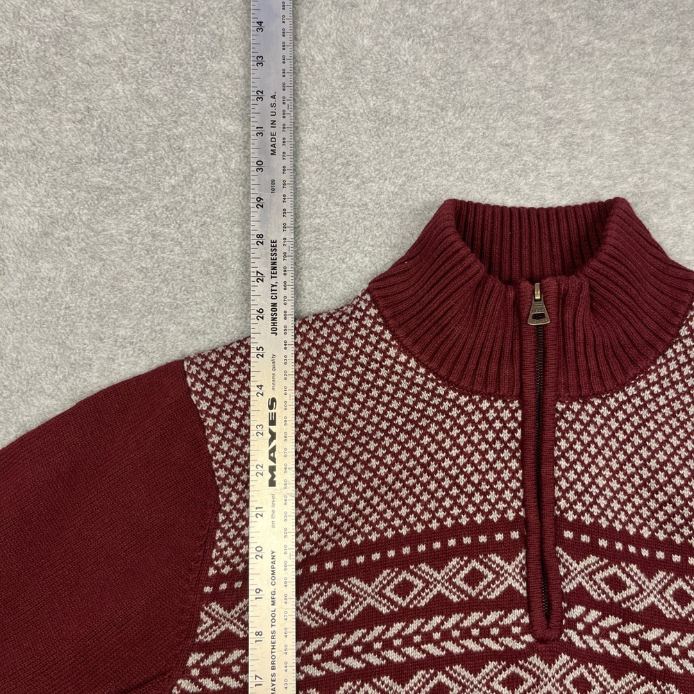 Weatherproof Vintage Sweater Mens XL Burgundy Holiday Sweater 1/4 Zip Fair Isle - Picture 4 of 6